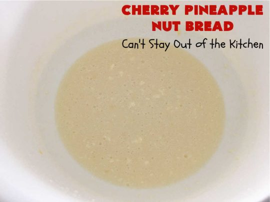 Cherry Pineapple Nut Bread | Can't Stay Out of the Kitchen | this sensational sweet #bread is perfect for the #holidays. It uses #ParadiseFruitCompany's cherry-pineapple mix which includes green & red #cherries & green, red & gold #pineapple. The flavors of this bread are so mouthwatering it's perfect for a #Thanksgiving, #Christmas or #NewYearsDay #breakfast. #pecans #HolidayBread #CherryPineappleNutBread