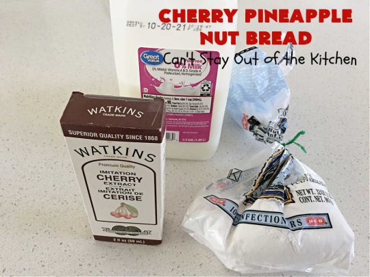 Cherry Pineapple Nut Bread | Can't Stay Out of the Kitchen | this sensational sweet #bread is perfect for the #holidays. It uses #ParadiseFruitCompany's cherry-pineapple mix which includes green & red #cherries & green, red & gold #pineapple. The flavors of this bread are so mouthwatering it's perfect for a #Thanksgiving, #Christmas or #NewYearsDay #breakfast. #pecans #HolidayBread #CherryPineappleNutBread