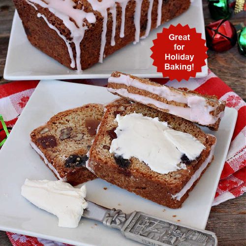 Cherry Pineapple Nut Bread | Can't Stay Out of the Kitchen | this sensational sweet #bread is perfect for the #holidays. It uses #ParadiseFruitCompany's cherry-pineapple mix which includes green & red #cherries & green, red & gold #pineapple. The flavors of this bread are so mouthwatering it's perfect for a #Thanksgiving, #Christmas or #NewYearsDay #breakfast. #pecans #HolidayBread #CherryPineappleNutBread