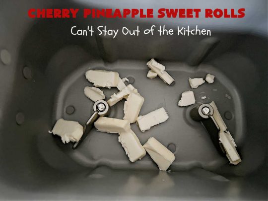 Cherry Pineapple Sweet Rolls | Can't Stay Out of the Kitchen | Prepare to drool over these luscious #SweetRolls. They're filled with a scrumptious #CherryPineappleFruitMix & glazed with a thick #almond icing that makes these #CinnamonRolls so rich and decadent you won't be able to resist them. Wonderful for #holidays or for a weekend or company #breakfast or #brunch. #cherry #pineapple #ParadiseFruit #CherryPineappleSweetRolls