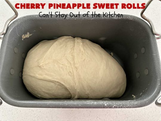 Cherry Pineapple Sweet Rolls | Can't Stay Out of the Kitchen | Prepare to drool over these luscious #SweetRolls. They're filled with a scrumptious #CherryPineappleFruitMix & glazed with a thick #almond icing that makes these #CinnamonRolls so rich and decadent you won't be able to resist them. Wonderful for #holidays or for a weekend or company #breakfast or #brunch. #cherry #pineapple #ParadiseFruit #CherryPineappleSweetRolls