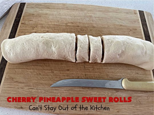 Cherry Pineapple Sweet Rolls | Can't Stay Out of the Kitchen | Prepare to drool over these luscious #SweetRolls. They're filled with a scrumptious #CherryPineappleFruitMix & glazed with a thick #almond icing that makes these #CinnamonRolls so rich and decadent you won't be able to resist them. Wonderful for #holidays or for a weekend or company #breakfast or #brunch. #cherry #pineapple #ParadiseFruit #CherryPineappleSweetRolls