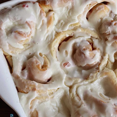Cherry Pineapple Sweet Rolls | Can't Stay Out of the Kitchen | Prepare to drool over these luscious #SweetRolls. They're filled with a scrumptious #CherryPineappleFruitMix & glazed with a thick #almond icing that makes these #CinnamonRolls so rich and decadent you won't be able to resist them. Wonderful for #holidays or for a weekend or company #breakfast or #brunch. #cherry #pineapple #ParadiseFruit #CherryPineappleSweetRolls