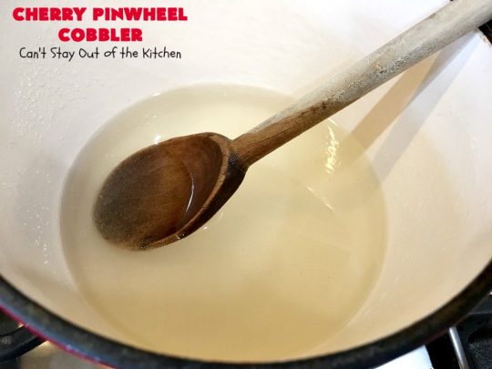 Cherry Pinwheel Cobbler | Can't Stay Out of the Kitchen | this awesome #dessert rolls up #almond flavored #cherries in #PieCrust. A syrup is poured over top before baking. Terrific #CherryDessert while #FreshCherries are in season. #cobbler #CherryCobbler #CherryPinwheelCobbler #Summer #SummerDessert #NorthwestCherryGrowers #NWCherries #Canbassador