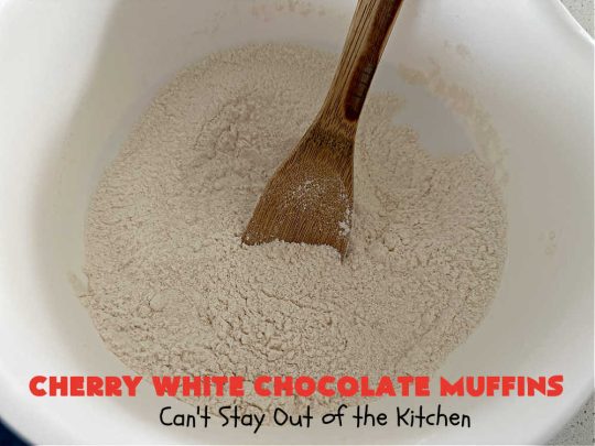 Cherry White Chocolate Muffins | Can't Stay Out of the Kitchen | These irresistible #muffins are filled with #applesauce, #bananas, #CandiedCherries & #WhiteChocolateChips and will absolutely float your boat! Terrific choice for any #holiday, company or weekend #breakfast or #brunch. #cherries #chocolate #CherryWhiteChococolateMuffins