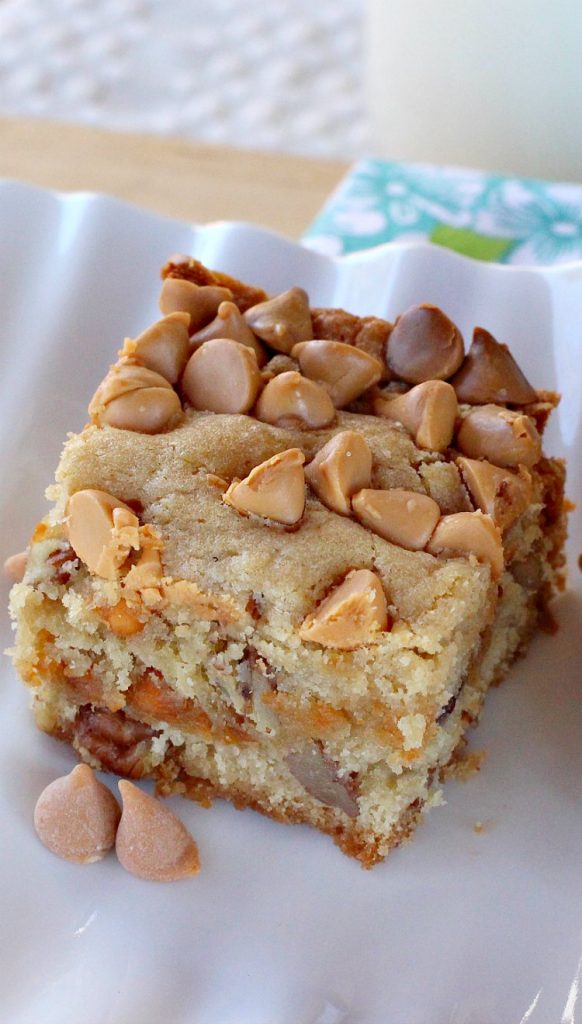Chewy Butterscotch Brownies | Can't Stay Out of the Kitchen | #butterscotch lovers will love these amazing #brownies. Great for #tailgating parties, potlucks, backyard BBQs or #holiday #baking. #cookie #dessert #ButterscotchDessert#ButterscotchBrownies #FourthOfJuly #ChewyButterscotchBrownies