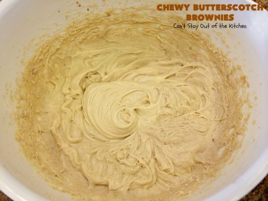 Chewy Butterscotch Brownies | Can't Stay Out of the Kitchen | #butterscotch lovers will love these amazing #brownies. Great for #tailgating parties, potlucks, backyard BBQs or #holiday #baking. #cookie #dessert #ButterscotchDessert#ButterscotchBrownies #FourthOfJuly #ChewyButterscotchBrownies