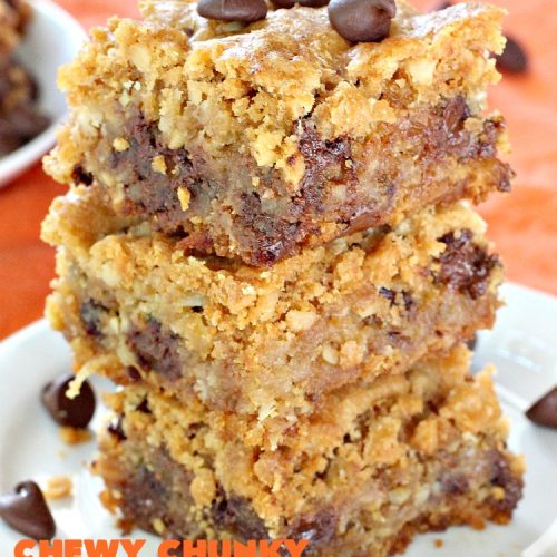 Chewy Chunky Brownies | Can't Stay Out of the Kitchen | these spectacular #brownies include #ChocolateChips #HeathEnglishToffeeBits, #coconut & #walnuts. They are ooey, gooey & so heavenly. Perfect for #tailgating, potlucks, backyard BBQs & summer #holiday fun like #FourthOfJuly & #LaborDay. #dessert #ChocolateDessert #cookie #chocolate #ToffeeDessert #ChewyChunkyBrownies #HolidayDessert