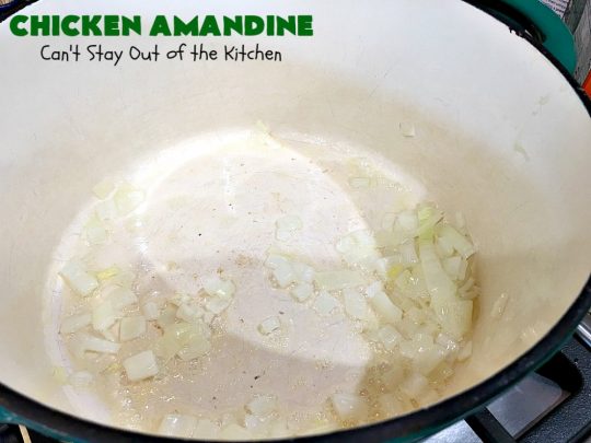 Chicken Amandine | Can't Stay Out of the Kitchen | fantastic dinner #casserole with #chicken, #rice #GreenBeans, #almonds & #bacon. A satisfying comfort food #recipe! #GlutenFree #ChickenAmandine