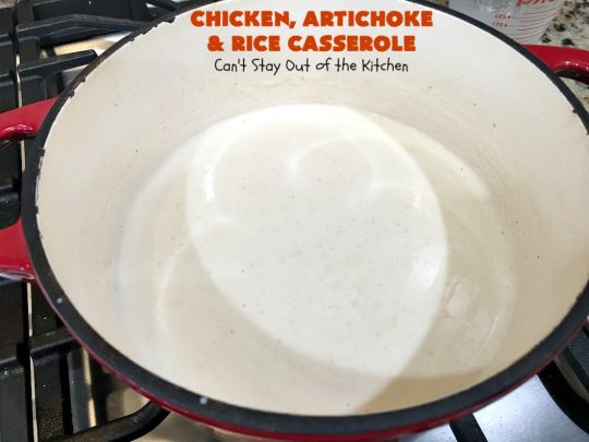 Chicken, Artichoke and Rice Casserole | Can't Stay Out of the Kitchen | this lovely #ChickenCasserole is perfect for company & tastes utterly amazing. #chicken #rice #carrots #artichokes #casserole #ChickenArtichokeAndRiceCasserole