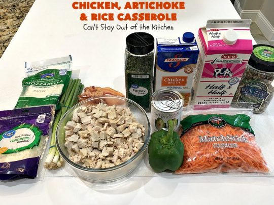 Chicken, Artichoke and Rice Casserole | Can't Stay Out of the Kitchen | this lovely #ChickenCasserole is perfect for company & tastes utterly amazing. #chicken #rice #carrots #artichokes #casserole #ChickenArtichokeAndRiceCasserole