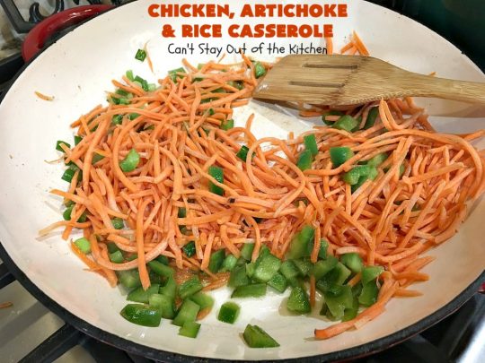 Chicken, Artichoke and Rice Casserole | Can't Stay Out of the Kitchen | this lovely #ChickenCasserole is perfect for company & tastes utterly amazing. #chicken #rice #carrots #artichokes #casserole #ChickenArtichokeAndRiceCasserole