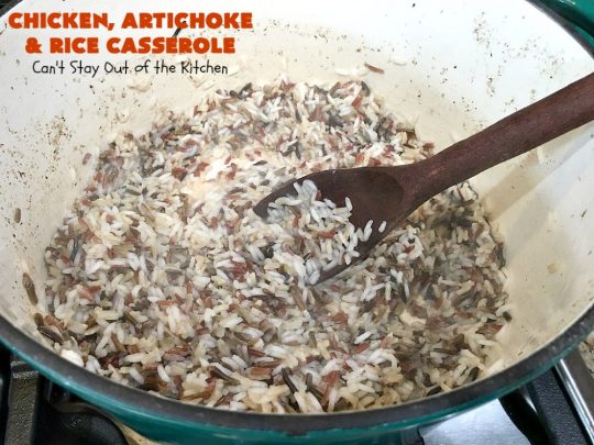 Chicken, Artichoke and Rice Casserole | Can't Stay Out of the Kitchen | this lovely #ChickenCasserole is perfect for company & tastes utterly amazing. #chicken #rice #carrots #artichokes #casserole #ChickenArtichokeAndRiceCasserole