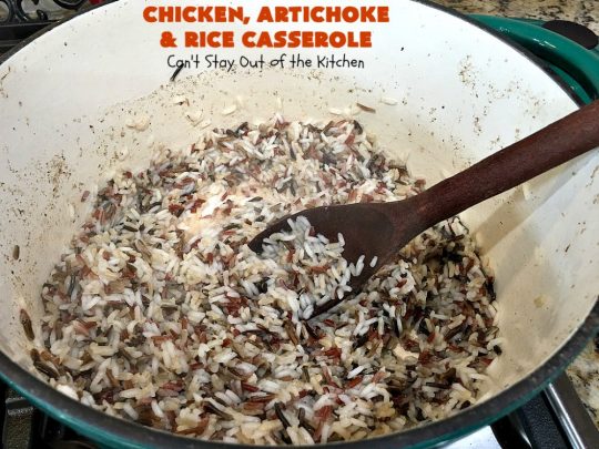 Chicken, Artichoke and Rice Casserole | Can't Stay Out of the Kitchen | this lovely #ChickenCasserole is perfect for company & tastes utterly amazing. #chicken #rice #carrots #artichokes #casserole #ChickenArtichokeAndRiceCasserole