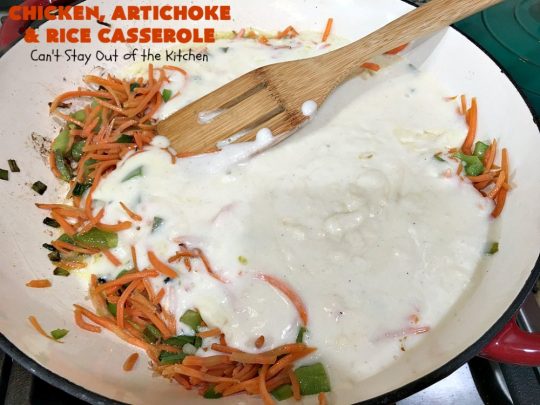 Chicken, Artichoke and Rice Casserole | Can't Stay Out of the Kitchen | this lovely #ChickenCasserole is perfect for company & tastes utterly amazing. #chicken #rice #carrots #artichokes #casserole #ChickenArtichokeAndRiceCasserole