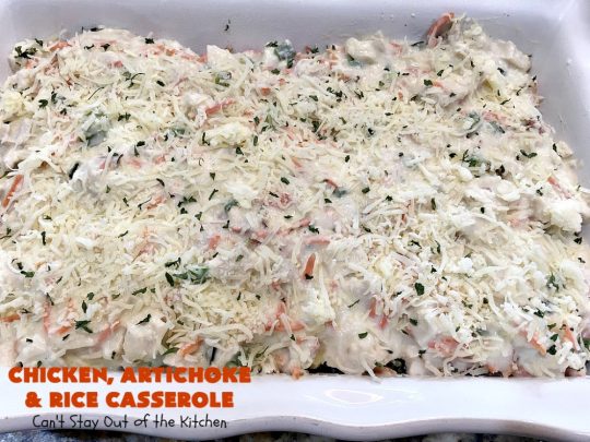 Chicken, Artichoke and Rice Casserole | Can't Stay Out of the Kitchen | this lovely #ChickenCasserole is perfect for company & tastes utterly amazing. #chicken #rice #carrots #artichokes #casserole #ChickenArtichokeAndRiceCasserole