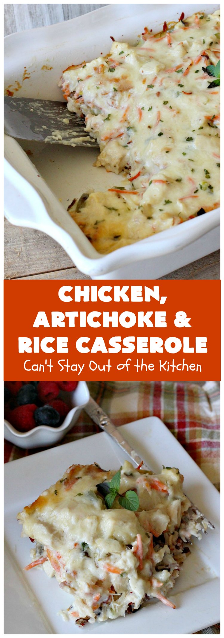 Chicken, Artichoke and Rice Casserole | Can't Stay Out of the Kitchen | this lovely #ChickenCasserole is perfect for company & tastes utterly amazing. #chicken #rice #carrots #artichokes #casserole #ChickenArtichokeAndRiceCasserole