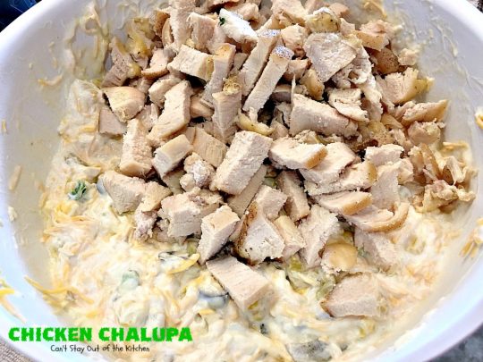 Chicken Chalupa | Can't Stay Out of the Kitchen | this fabulous #TexMex entree is filled with #corn #chicken #greenchilies #olives & lots of #cheese. One of the BEST #enchilada style recipes you'll ever eat.