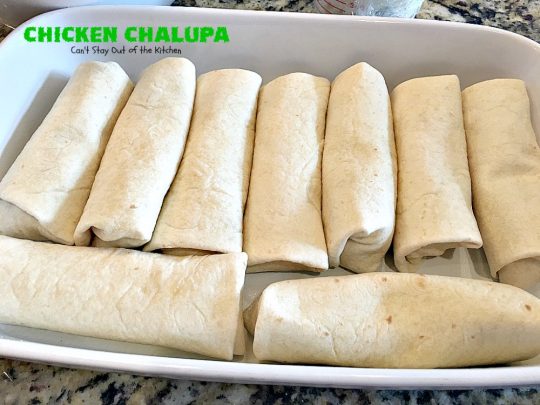 Chicken Chalupa | Can't Stay Out of the Kitchen | this fabulous #TexMex entree is filled with #corn #chicken #greenchilies #olives & lots of #cheese. One of the BEST #enchilada style recipes you'll ever eat.