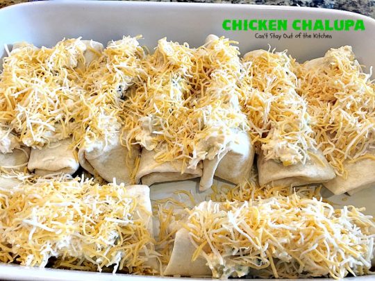 Chicken Chalupa | Can't Stay Out of the Kitchen | this fabulous #TexMex entree is filled with #corn #chicken #greenchilies #olives & lots of #cheese. One of the BEST #enchilada style recipes you'll ever eat.