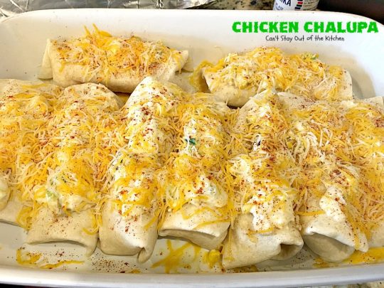 Chicken Chalupa | Can't Stay Out of the Kitchen | this fabulous #TexMex entree is filled with #corn #chicken #greenchilies #olives & lots of #cheese. One of the BEST #enchilada style recipes you'll ever eat.