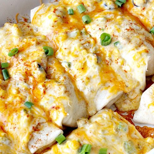 Chicken Chalupa | Can't Stay Out of the Kitchen | this fabulous #TexMex entree is filled with #corn #chicken #greenchilies #olives & lots of #cheese. One of the BEST #enchilada style recipes you'll ever eat.