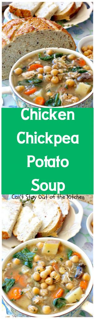 Chicken-Chickpea-Potato Soup | Can't Stay Out of the Kitchen | this spectacular #soup is made in the #crockpot. So easy, so delicious, and healthy too! #chicken #glutenfree