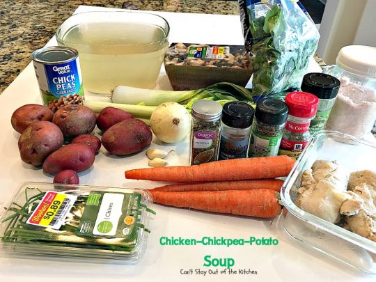 Chicken-Chickpea-Potato Soup | Can't Stay Out of the Kitchen | this spectacular #soup is made in the #crockpot. So easy, so delicious, and healthy too! #chicken #glutenfree