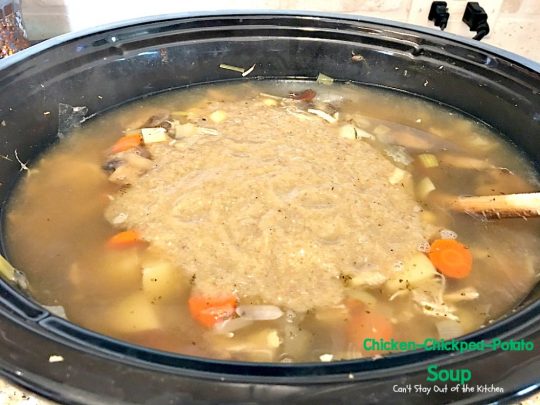 Chicken-Chickpea-Potato Soup | Can't Stay Out of the Kitchen | this spectacular #soup is made in the #crockpot. So easy, so delicious, and healthy too! #chicken #glutenfree