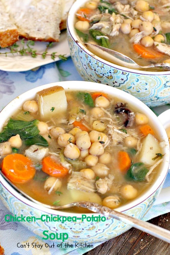 Chicken-Chickpea-Potato Soup | Can't Stay Out of the Kitchen | this spectacular #soup is made in the #crockpot. So easy, so delicious, and healthy too! #chicken #glutenfree