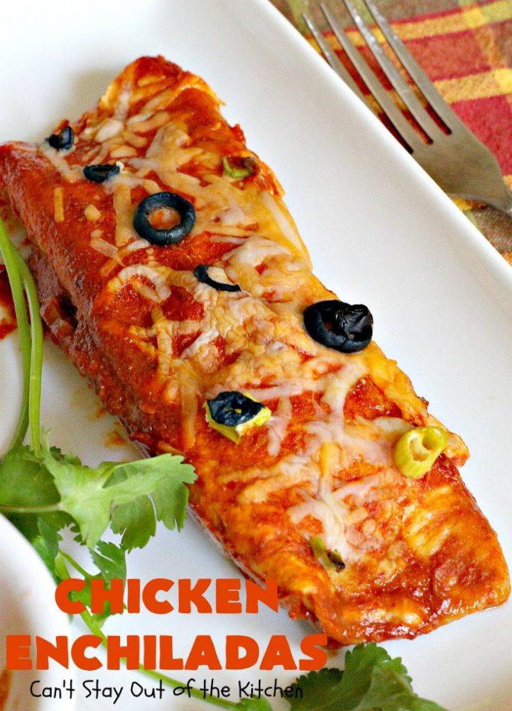 Chicken Enchiladas | Can't Stay Out of the Kitchen | these tasty #chicken #enchiladas are so quick & easy to make. They're the perfect #TexMex entree for family or company dinners or #CincoDeMayo celebrations.