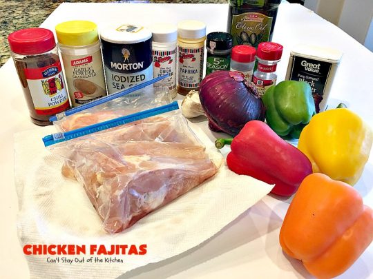 Chicken Fajitas | Can't Stay Out of the Kitchen | Out of this world #chicken #fajitas recipe. Serve with #guacamole #avocados #salsa #rice #beans & other #TexMex fixin's!