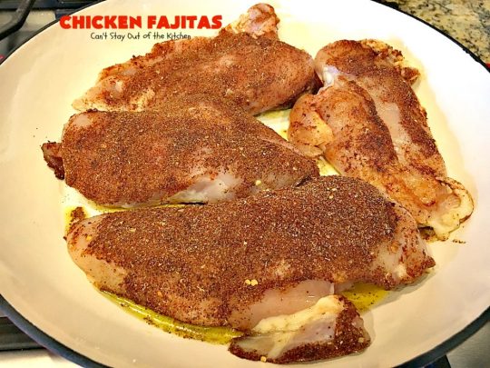 Chicken Fajitas | Can't Stay Out of the Kitchen | Out of this world #chicken #fajitas recipe. Serve with #guacamole #avocados #salsa #rice #beans & other #TexMex fixin's!