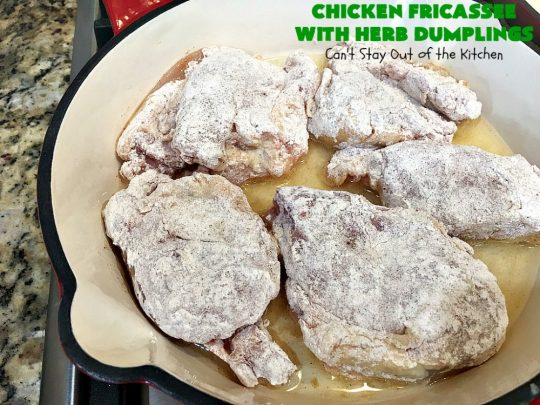 Chicken Fricassee with Herb Dumplings | Can't Stay Out of the Kitchen | this is such a savory, sumptuous & mouthwatering #chicken entree. Chicken, Herb Dumplings and gravy make one of the most fantastic  main dish #recipes ever. Amazing comfort food. #HerbDumplings