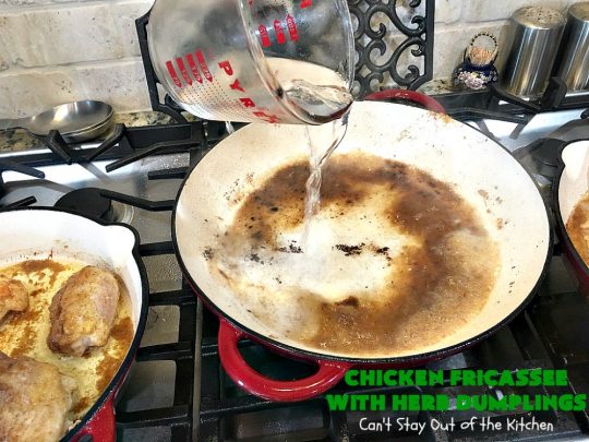 Chicken Fricassee with Herb Dumplings | Can't Stay Out of the Kitchen | this is such a savory, sumptuous & mouthwatering #chicken entree. Chicken, Herb Dumplings and gravy make one of the most fantastic  main dish #recipes ever. Amazing comfort food. #HerbDumplings