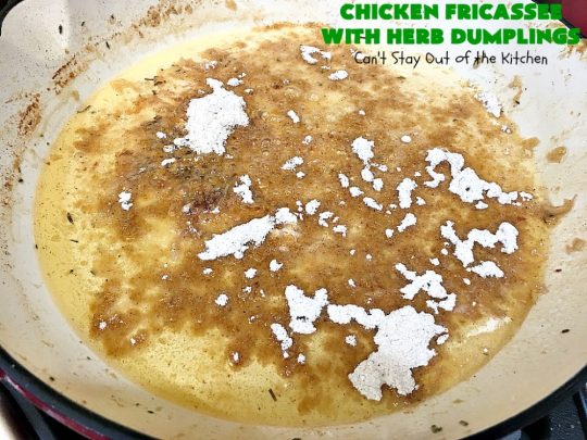 Chicken Fricassee with Herb Dumplings | Can't Stay Out of the Kitchen | this is such a savory, sumptuous & mouthwatering #chicken entree. Chicken, Herb Dumplings and gravy make one of the most fantastic  main dish #recipes ever. Amazing comfort food. #HerbDumplings