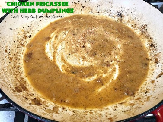 Chicken Fricassee with Herb Dumplings | Can't Stay Out of the Kitchen | this is such a savory, sumptuous & mouthwatering #chicken entree. Chicken, Herb Dumplings and gravy make one of the most fantastic  main dish #recipes ever. Amazing comfort food. #HerbDumplings