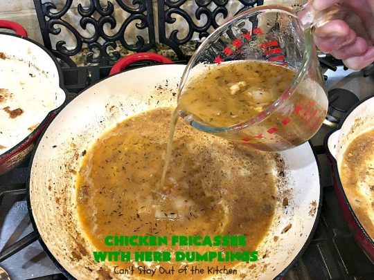 Chicken Fricassee with Herb Dumplings | Can't Stay Out of the Kitchen | this is such a savory, sumptuous & mouthwatering #chicken entree. Chicken, Herb Dumplings and gravy make one of the most fantastic  main dish #recipes ever. Amazing comfort food. #HerbDumplings