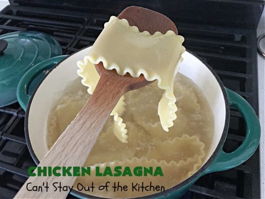 Chicken Lasagna | Can't Stay Out of the Kitchen | this extra cheesy #lasagna #recipe includes #chicken & a mixed #vegetable blend of #broccoli, #cauliflower & #carrots. The #cheese sauce includes #CreamOfChickenSoup! It's delightful for company dinners as everyone is sure to want seconds. #casserole #noodles #pasta #ChickenLasagna