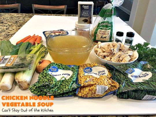 Chicken Noodle Vegetable Soup | Can't Stay Out of the Kitchen | this home-style #soup is absolutely scrumptious. It's made with #Amish #noodles, #chicken #carrots, #corn, #greenbeans & #peas. This is perfect comfort food for fall. #chickensoup #chickennoodlesoup