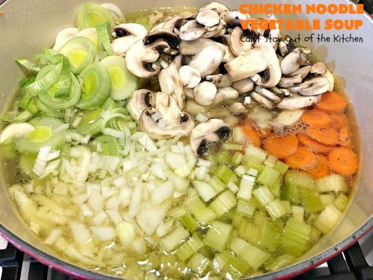 Chicken Noodle Vegetable Soup | Can't Stay Out of the Kitchen | this home-style #soup is absolutely scrumptious. It's made with #Amish #noodles, #chicken #carrots, #corn, #greenbeans & #peas. This is perfect comfort food for fall. #chickensoup #chickennoodlesoup
