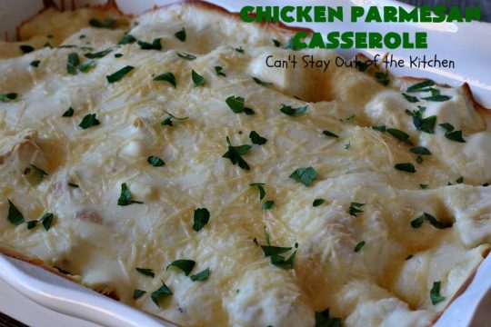 Chicken Parmesan Casserole | Can't Stay Out of the Kitchen | this delectable 6 ingredient #recipe is so creamy since it's made with #CreamCheese & #ParmesanCheese. It's the perfect #casserole for #MothersDay or #FathersDay. #chicken #broccoli #ChickenParmesanCasserole #GlutenFree