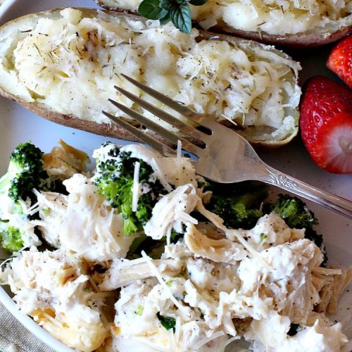 Chicken Parmesan Casserole | Can't Stay Out of the Kitchen | this delectable 6 ingredient #recipe is so creamy since it's made with #CreamCheese & #ParmesanCheese. It's the perfect #casserole for #MothersDay or #FathersDay. #chicken #broccoli #ChickenParmesanCasserole #GlutenFree