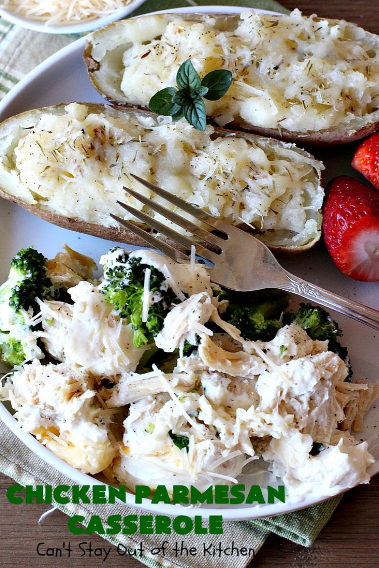 Chicken Parmesan Casserole | Can't Stay Out of the Kitchen | this delectable 6 ingredient #recipe is so creamy since it's made with #CreamCheese & #ParmesanCheese. It's the perfect #casserole for #MothersDay or #FathersDay. #chicken #broccoli #ChickenParmesanCasserole #GlutenFree