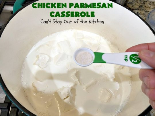 Chicken Parmesan Casserole | Can't Stay Out of the Kitchen | this delectable 6 ingredient #recipe is so creamy since it's made with #CreamCheese & #ParmesanCheese. It's the perfect #casserole for #MothersDay or #FathersDay. #chicken #broccoli #ChickenParmesanCasserole #GlutenFree