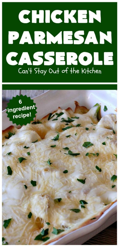 Chicken Parmesan Casserole | Can't Stay Out of the Kitchen | this delectable 6 ingredient #recipe is so creamy since it's made with #CreamCheese & #ParmesanCheese. It's the perfect #casserole for #MothersDay or #FathersDay. #chicken #broccoli #ChickenParmesanCasserole #GlutenFree
