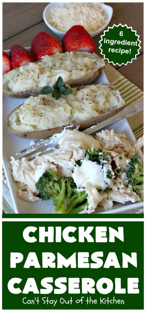Chicken Parmesan Casserole | Can't Stay Out of the Kitchen | this delectable 6 ingredient #recipe is so creamy since it's made with #CreamCheese & #ParmesanCheese. It's the perfect #casserole for #MothersDay or #FathersDay. #chicken #broccoli #ChickenParmesanCasserole #GlutenFree