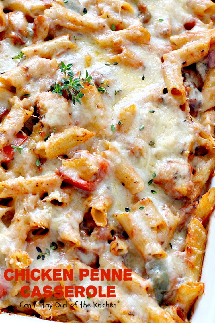 Chicken Penne Casserole | Can't Stay Out of the Kitchen | fantastic #pasta dish with #chicken and loads of #cheese. I used #glutenfree #penne. #casserole #Italian