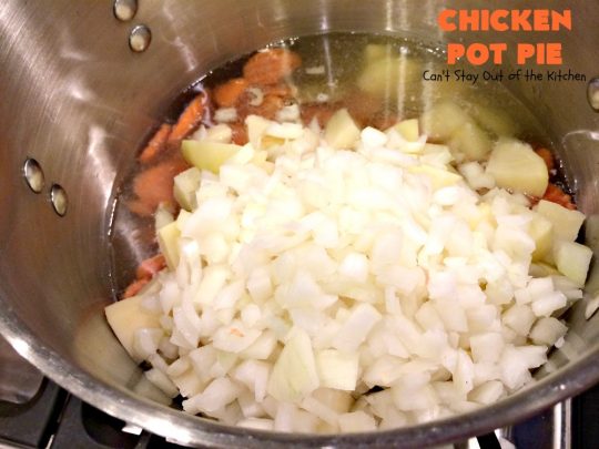 Chicken Pot Pie | Can't Stay Out of the Kitchen | this fabulous #chickenpotpie comes from #TheDovesNest tearoom in Waxahachie, Texas. This is comfort food at its best! It's also terrific for family or company meals. #chicken #potpie #potatoes #carrots #peas