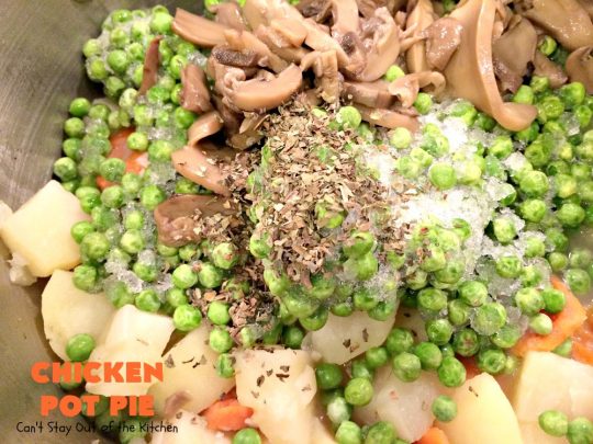 Chicken Pot Pie | Can't Stay Out of the Kitchen | this fabulous #chickenpotpie comes from #TheDovesNest tearoom in Waxahachie, Texas. This is comfort food at its best! It's also terrific for family or company meals. #chicken #potpie #potatoes #carrots #peas